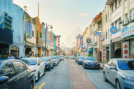 马来西亚旅游世界文化遗产槟城乔治历史建筑背景