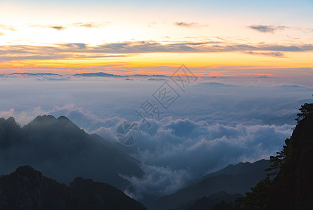 自然风景黄山日出背景