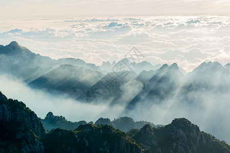 人间仙境黄山云海日出背景