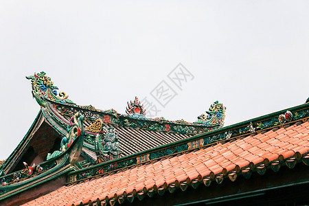 中式古建筑彩色房檐图片