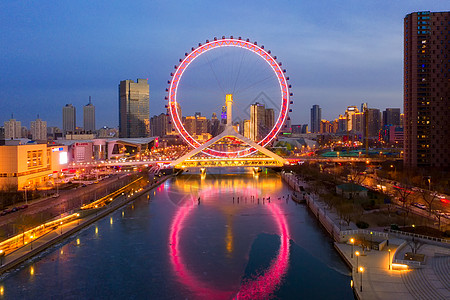 天津之眼夜景天津之眼摩天轮背景