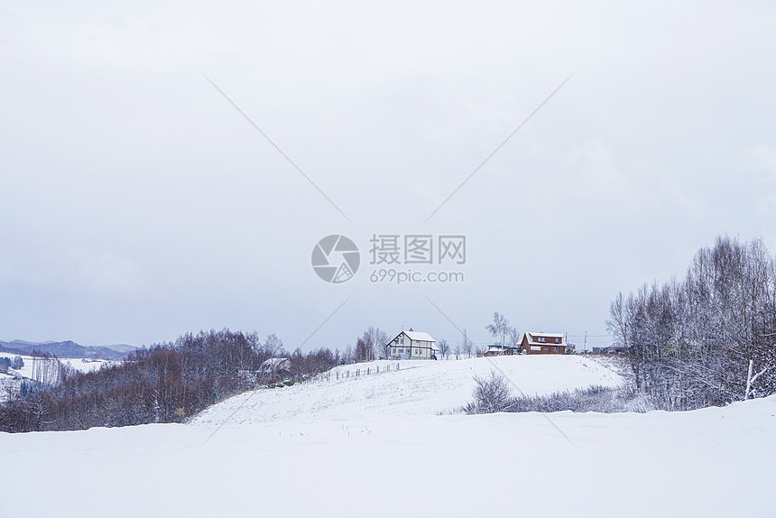 日本北海道富良野雪景图片