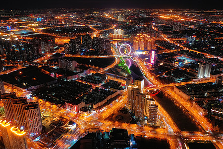 俯瞰天津城市夜景高清图片