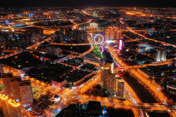 俯瞰天津城市夜景图片