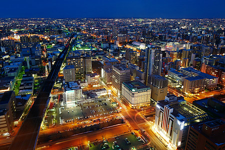 日本航拍札幌城市天际线背景