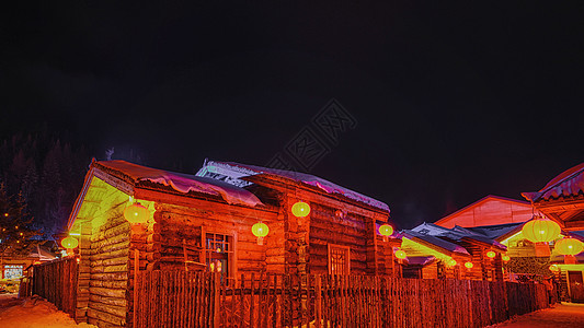 中国雪乡红灯笼图片