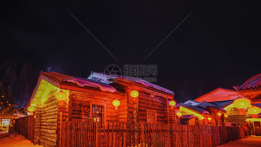 中国雪乡红灯笼图片