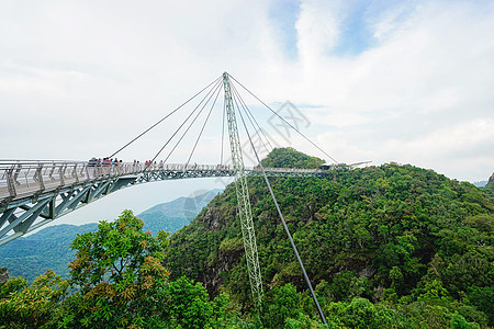 桥 手绘马来西亚兰卡威天空之桥背景