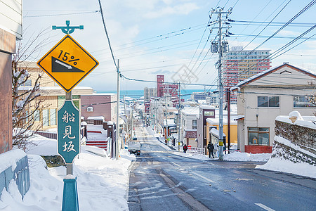 日本标志日本北海道小樽街景背景