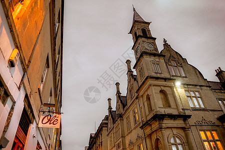 街道老式的英国建筑英国巴斯小镇街道背景