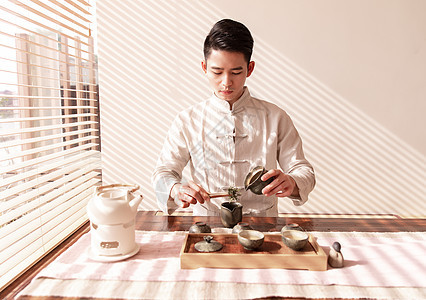 男性茶艺师背景图片
