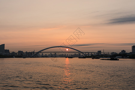 上海卢浦大桥日出背景图片