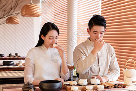 情侣喝茶背景