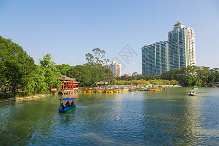 福州西湖湖面游乐背景