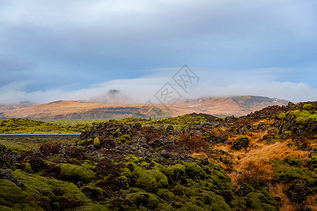 地质地貌冰岛火山岩地质植被背景