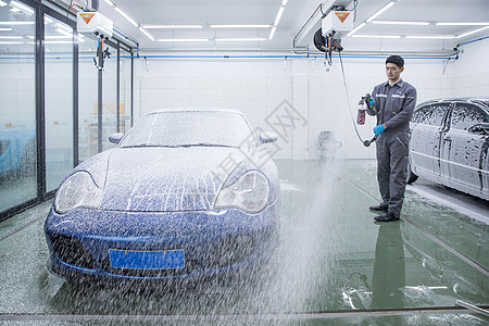 汽车清洗工人洗车背景图片