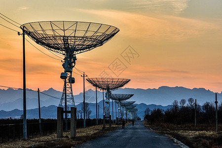 北京密云天文台射电望远镜基地背景