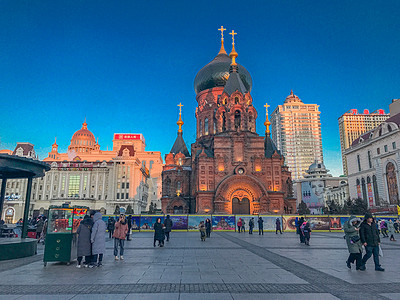 俄罗斯建筑哈尔滨圣索菲亚大教堂背景