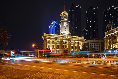 节日亮灯的武汉关夜景图片