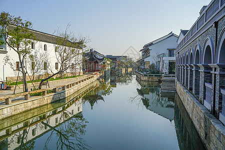 东方建筑浙江绍兴鲁镇景区风光背景