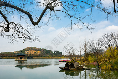 蓝天白云无锡拈花湾小镇背景图片