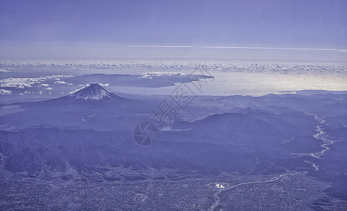 日本航拍日本富士山背景