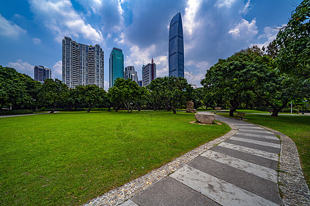 深圳风景蓝天白云下深圳京基金融中心背景