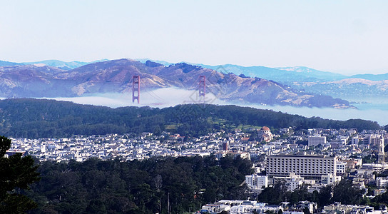 美国西部行旧金山雾锁金门桥图片