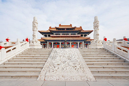 鞍山玉佛寺大门鞍山玉佛苑玉佛寺古建筑群背景