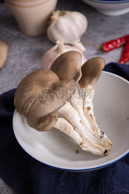 菌类食材平菇在碗里图片