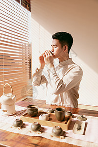 男性茶艺师背景图片