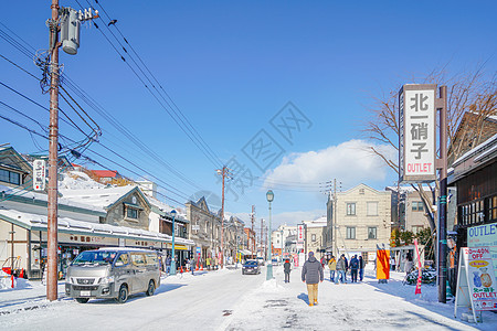 冬季旅游北海道小樽街景背景