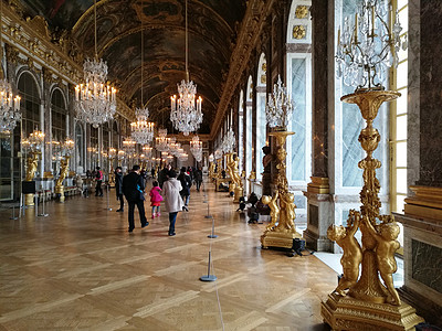 法国巴黎凡尔赛宫镜廊背景图片