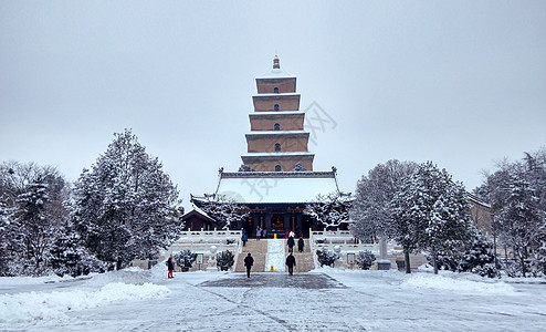 西安雪景西安大雁塔雪景背景