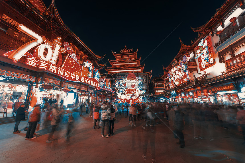 上海城隍庙夜景图片