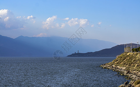 大理洱海海岸线风景背景图片