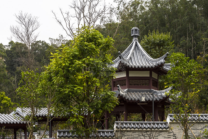 古风庭院背景图片