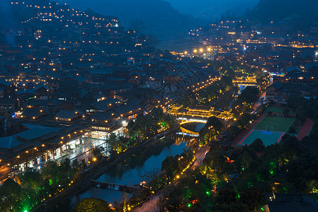 贵州西江千户苗寨夜景背景图片