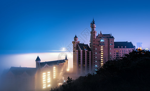 大连城堡酒店夜景星海广场高清图片素材