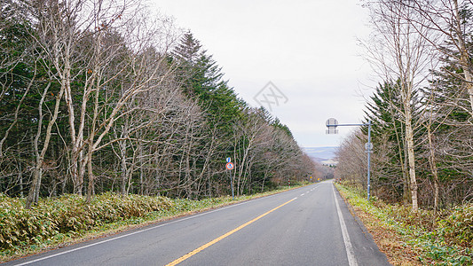 日本北海道阿寒摩周国立公园道路图片