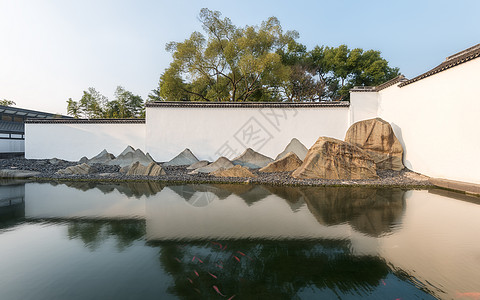 中式山水苏州博物馆山水墙背景