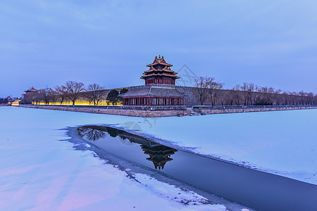 紫禁城雪北京角楼雪景背景