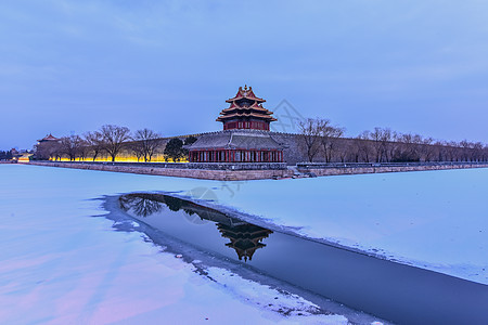 北京角楼雪景背景图片