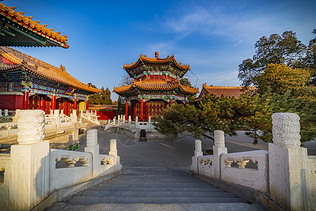 中国园林北京景山公园寿皇殿背景