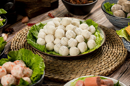 芋圆丸子火锅食材鱼丸背景