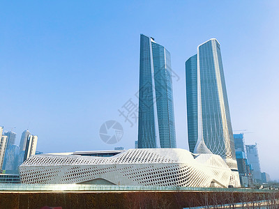 南京保利大剧院与青奥双塔楼背景图片