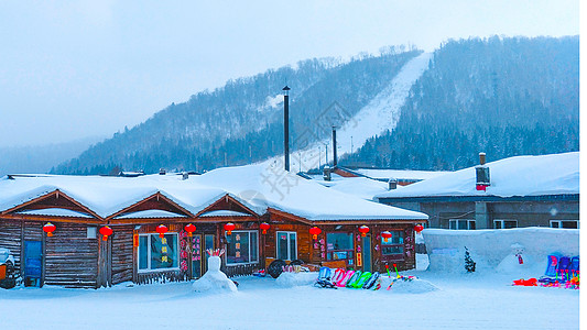 雪屋东北雪乡背景