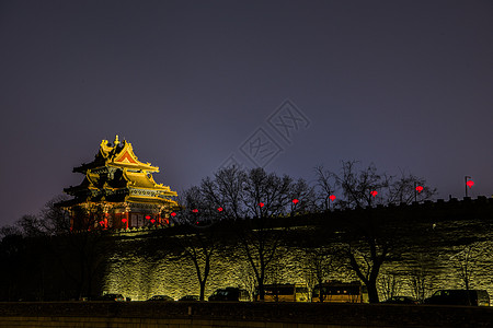 北京国贸夜景北京故宫紫禁城角楼灯会背景