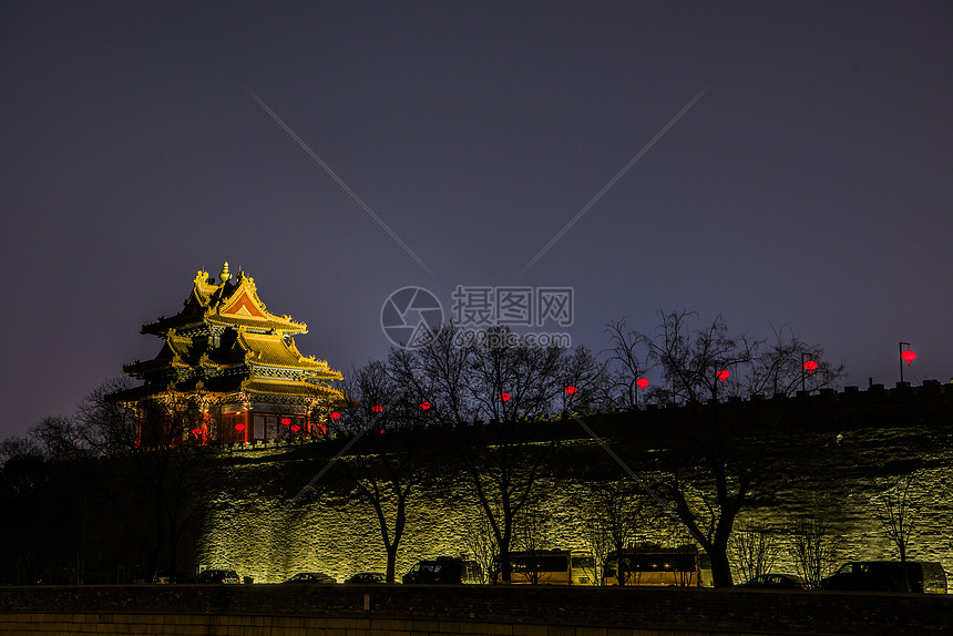 北京故宫紫禁城角楼灯会图片