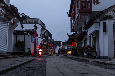 古街小巷古镇夜景背景